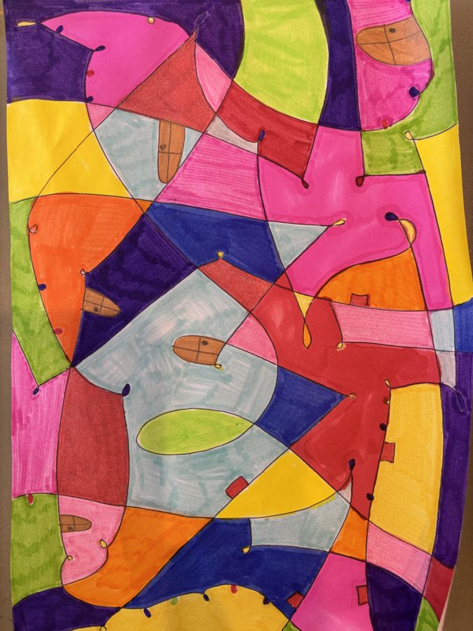 Colourful abstract artwork in felt-tip pen