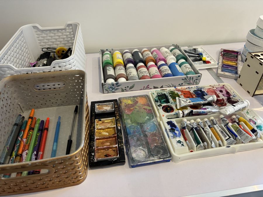 Art materials ready for a session